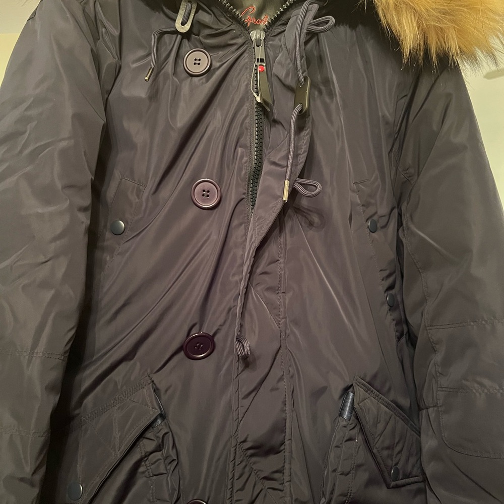 Robert Graham Black Puffer Jacket with Hood and Water-Resistant Fabric